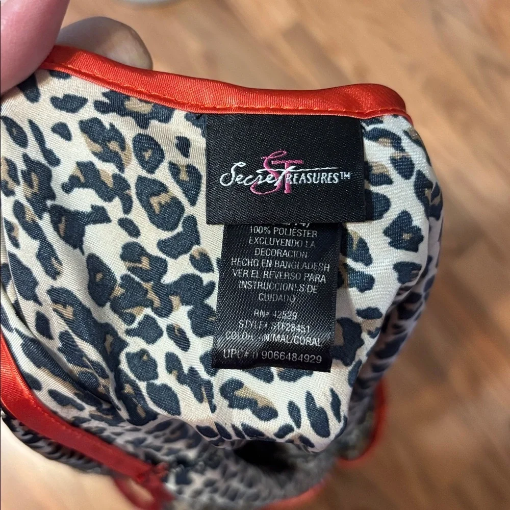 Secret Treasures 90s Y2K Leopard Print Chemise, Slip Dress, Negligée, Large